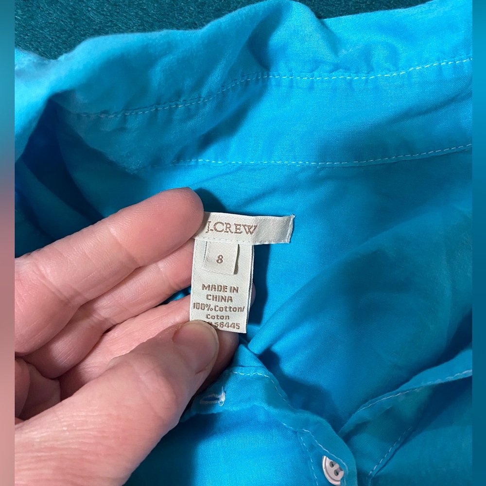J CREW Women’s blue Popover Blue Long Sleeve Blouse Shirt Size 8 - Picture 3 of 3
